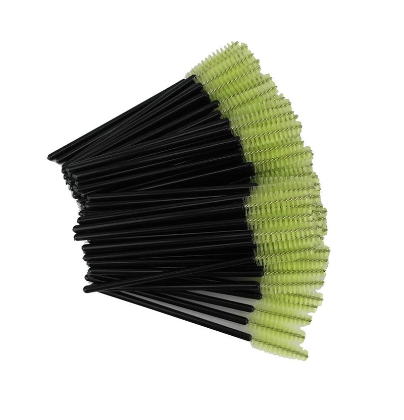 Yueton Pack of 100 Disposable Eyelash Brushes Wands Mascara Applicator (Black+Green) - Image 1